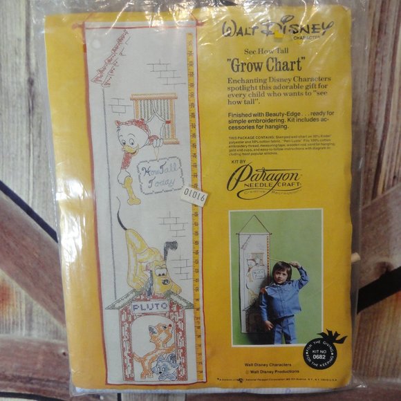 PARAGON Other - Walt Disney needle craft Grow Chart Kit~Pluto~Cats~Cute~NOS~